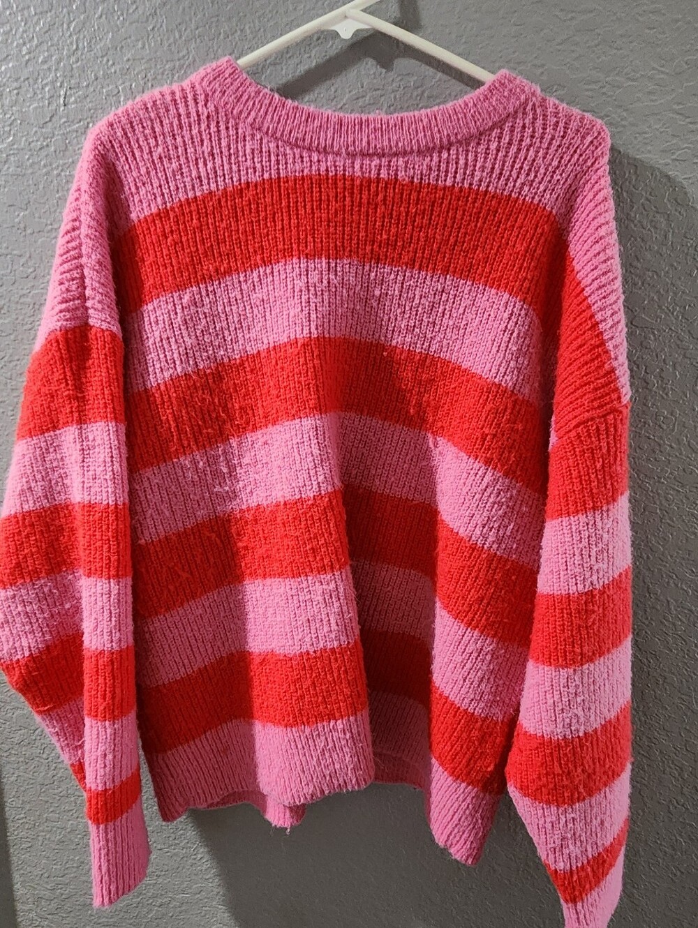 Striped Crewneck Sweater in Pink & Red